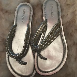 Bernardo metallic flip-flops